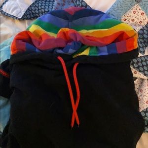 Tomboy X Black sweatshirt with rainbow hood